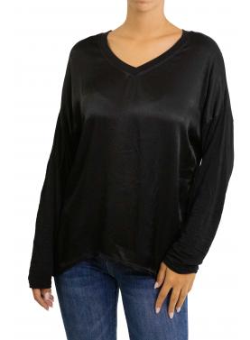 Maglia con dettagli in raso e colletto con scollo a V
